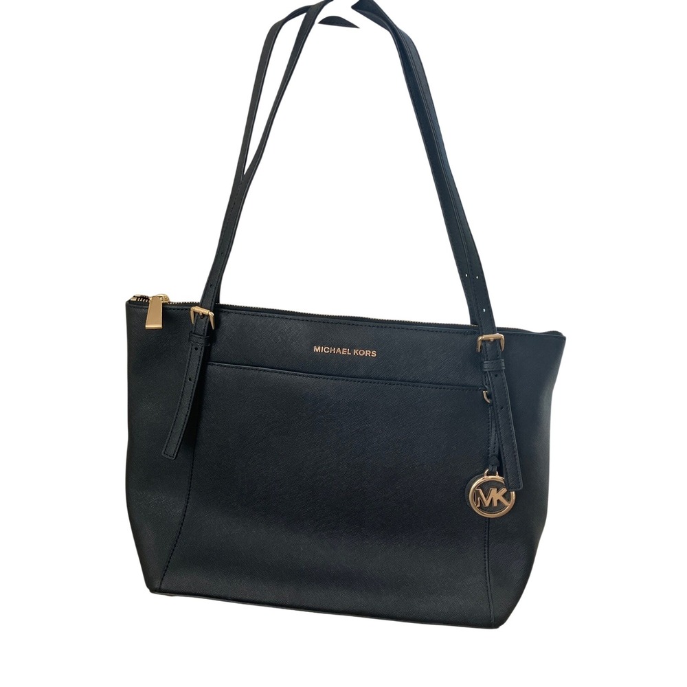Michael Kors Black Saffiano Leather Tote Bag Gold Hardware